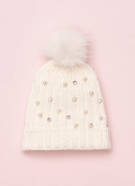 Touca Tricot Canelada Bordado Pérolas e Cristais