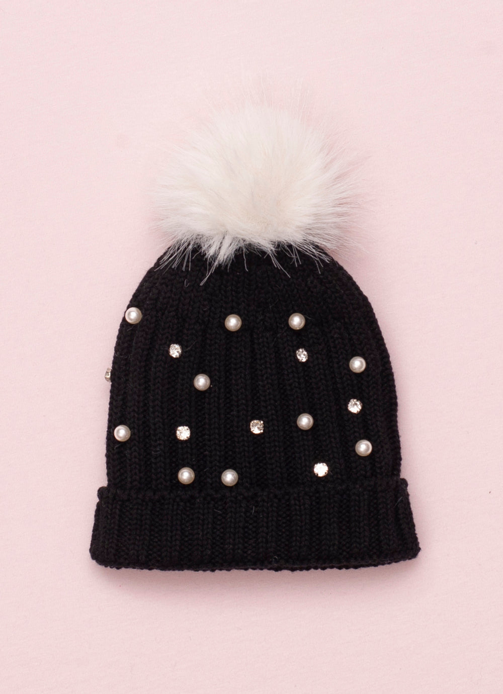 Touca Tricot Canelada Bordado Pérolas e Cristais