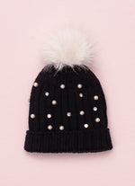 Touca Tricot Canelada Bordado Pérolas e Cristais