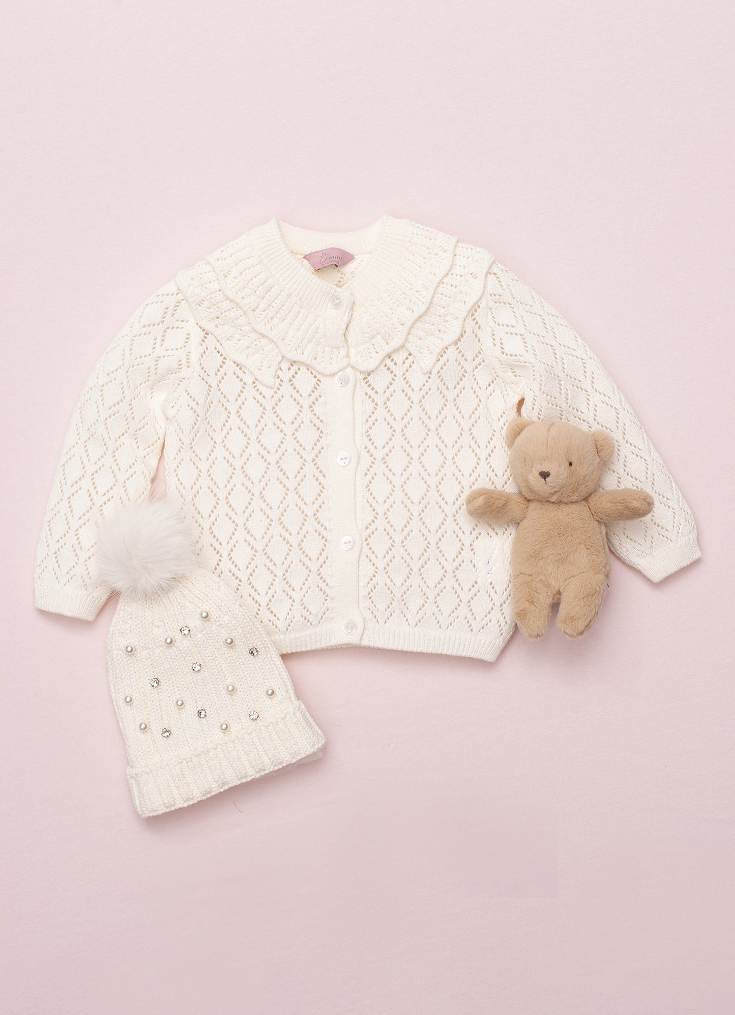 Casaqueto Tricot Ponto Rendado Babado Gola