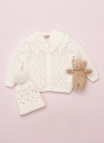 Casaqueto Tricot Ponto Rendado Babado Gola