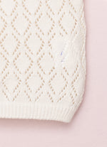 Casaqueto Tricot Ponto Rendado Babado Gola
