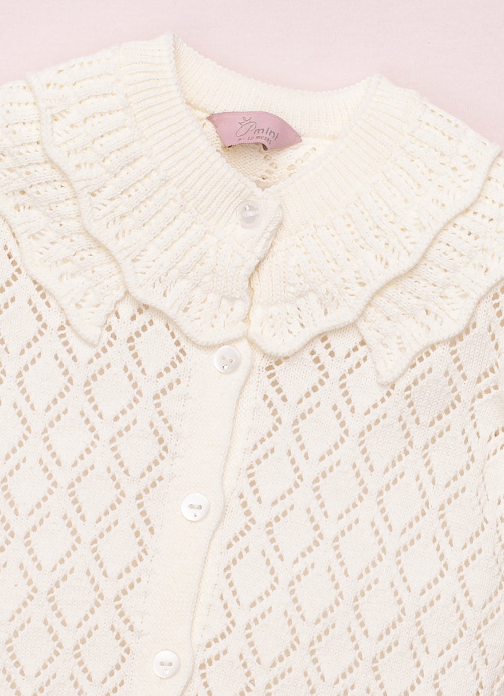Casaqueto Tricot Ponto Rendado Babado Gola