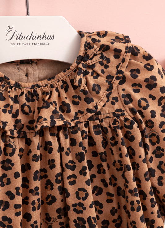 Vestido Algodão Estampa Onçinha Golinha