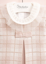 Vestido Tricot Xadrez Prega Laço Mini