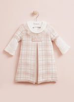Vestido Tricot Xadrez Prega Laço Mini