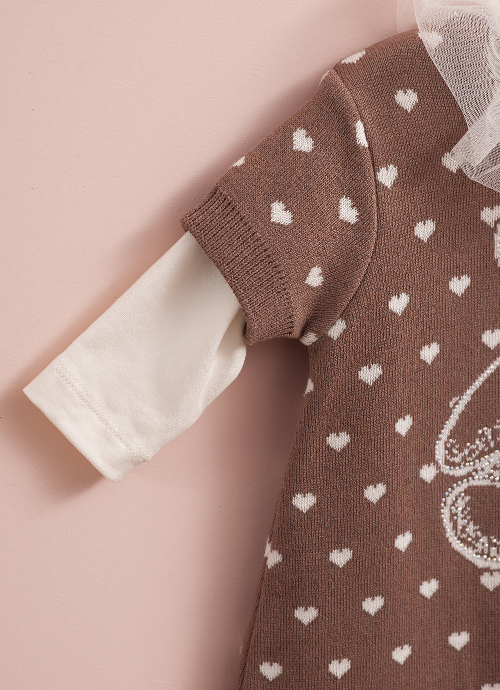 Vestido Tricot Ursinha Poá Corações