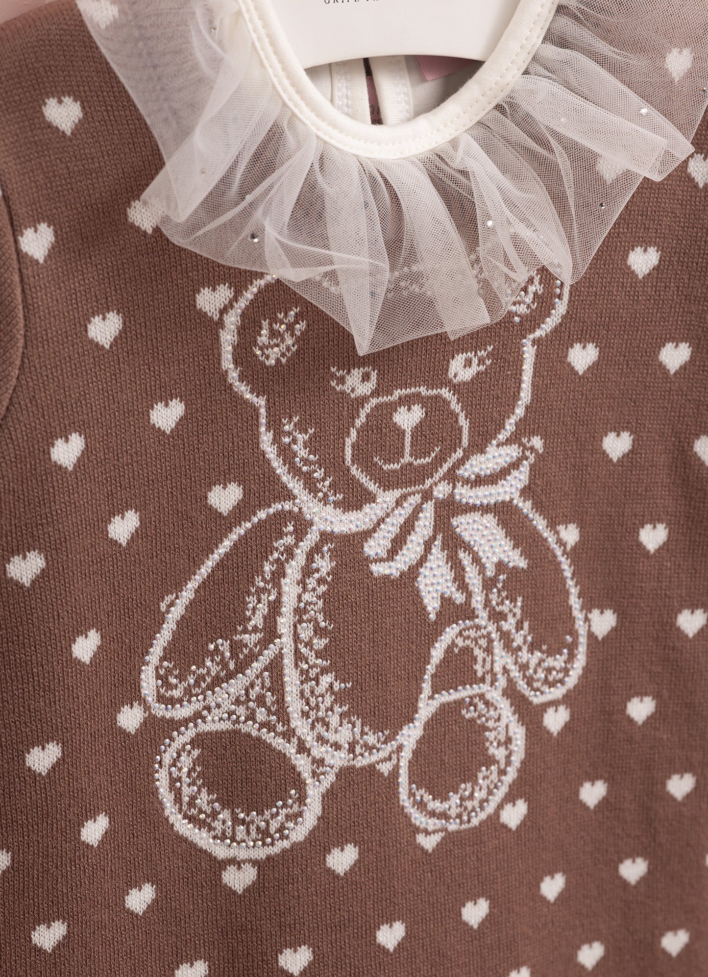 Vestido Tricot Ursinha Poá Corações