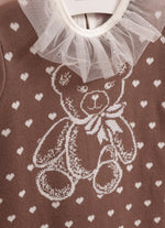 Vestido Tricot Ursinha Poá Corações