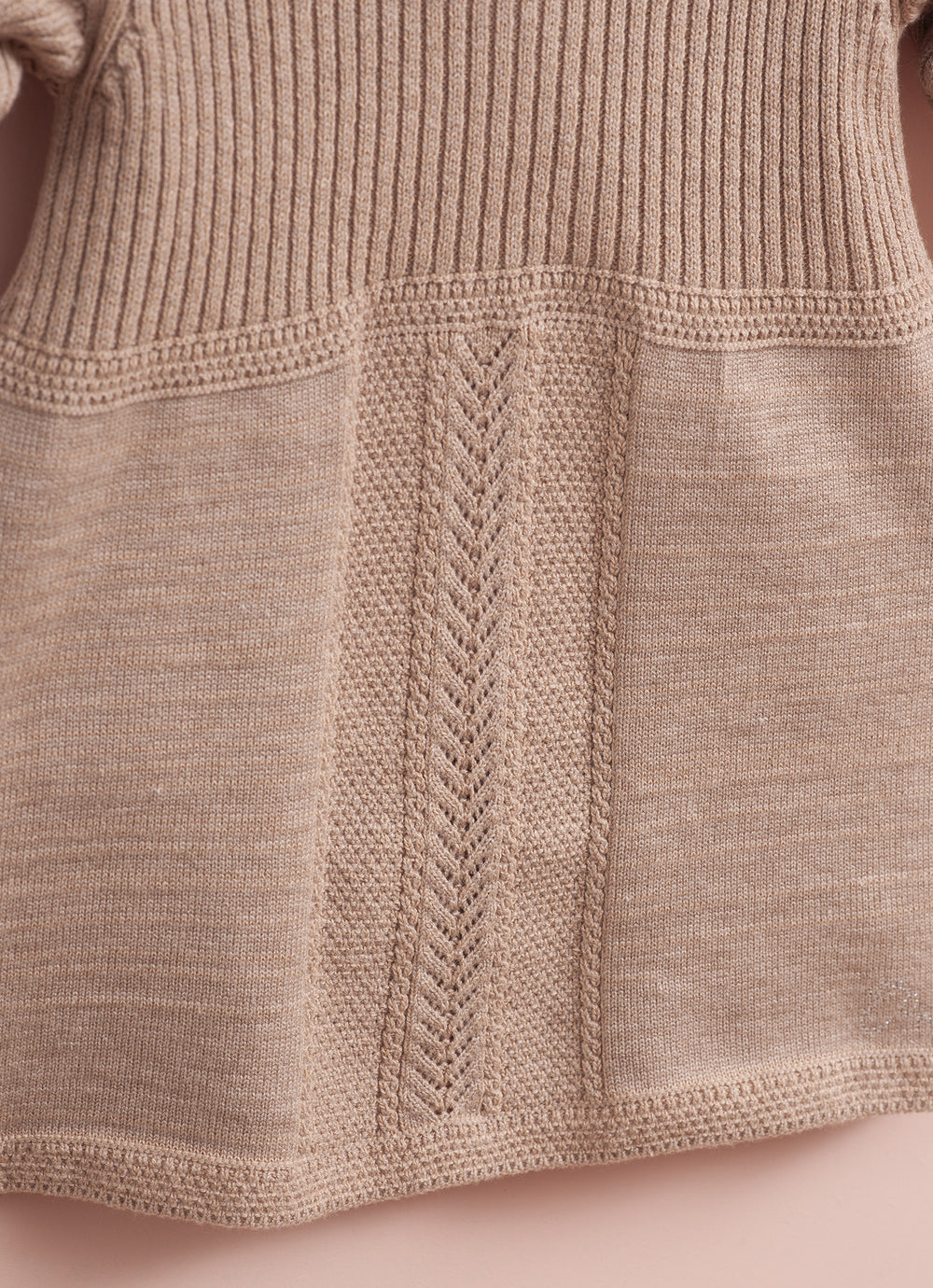 Vestido Tricot Canelado Com Pontos