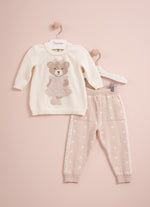 Conjunto Blusa Tricot Ursinha Legging Poá