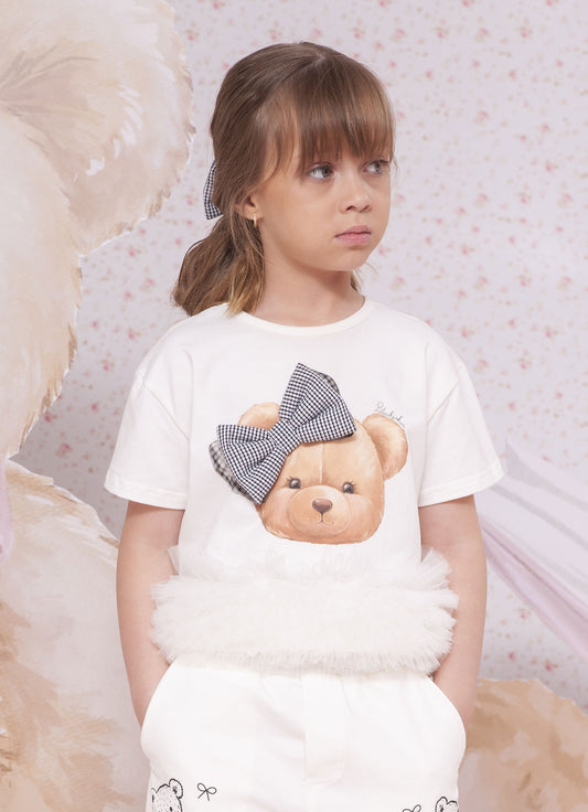 Blusa Cotton Ursinha Barra Tule