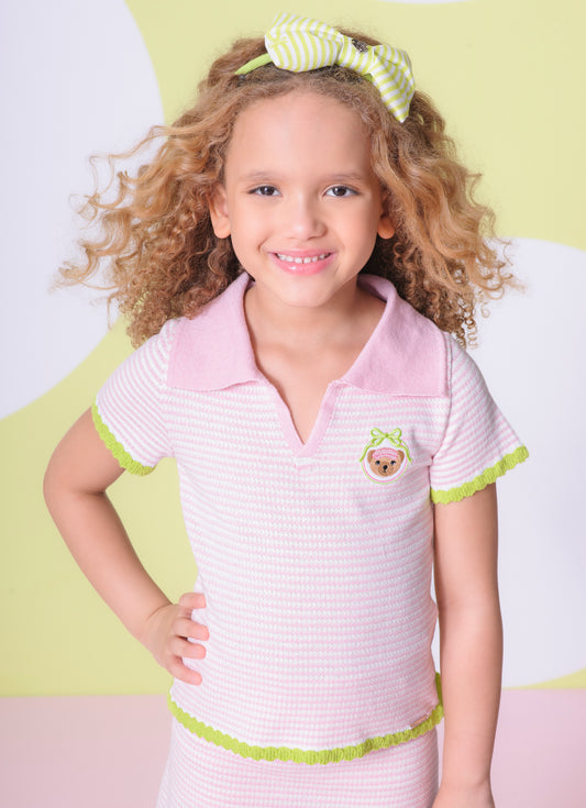 Blusa Tricot Ponto Piquet Gola Polo