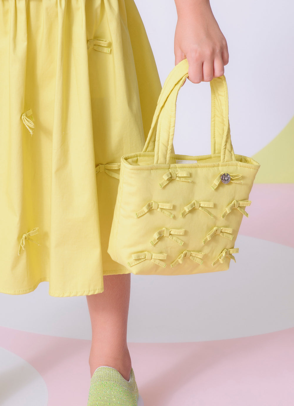 Bolsa Puffer Tricoline Mini Laços