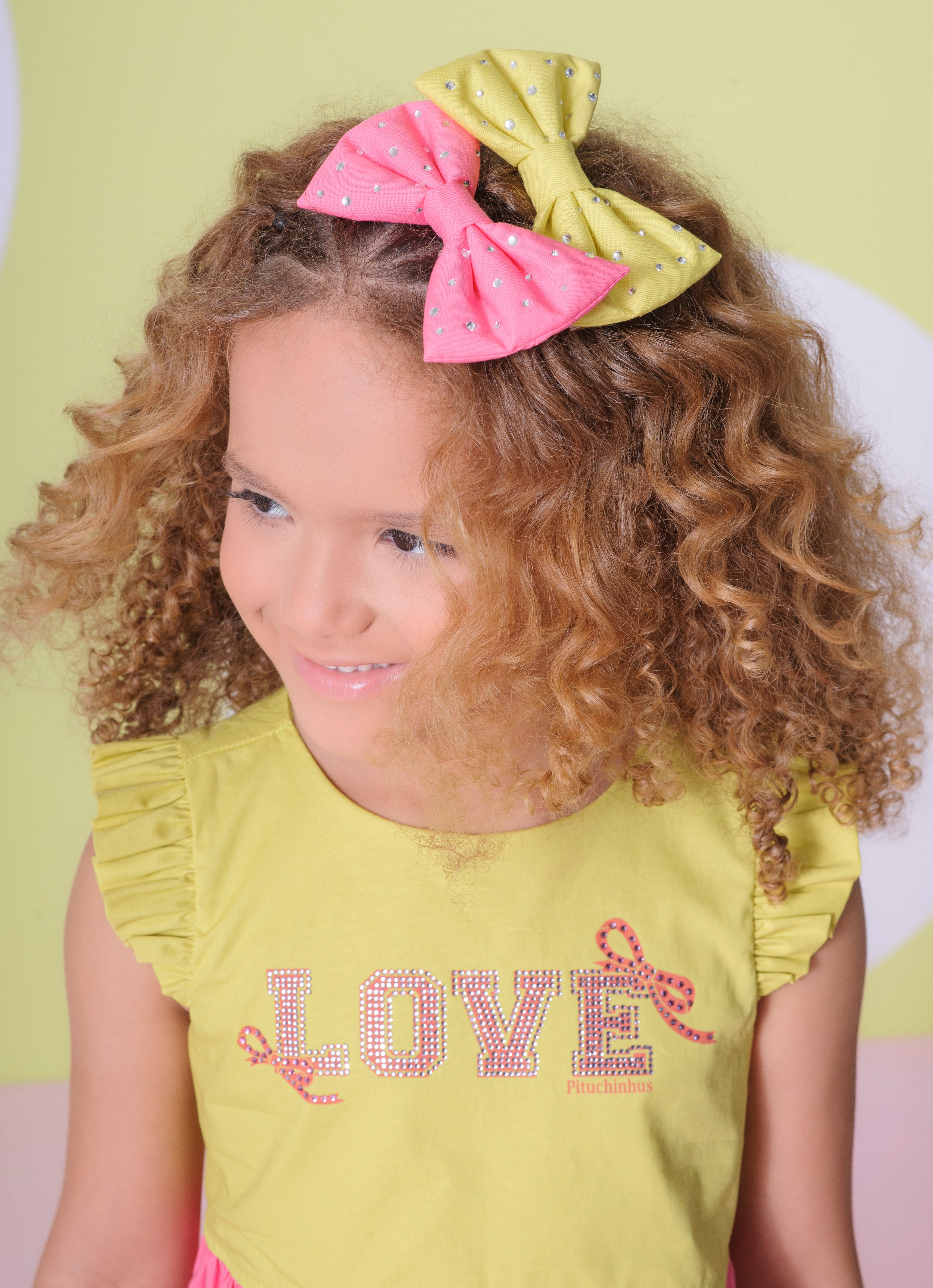 Presilha Laço Tricoline Duas Unidades Verde Limão