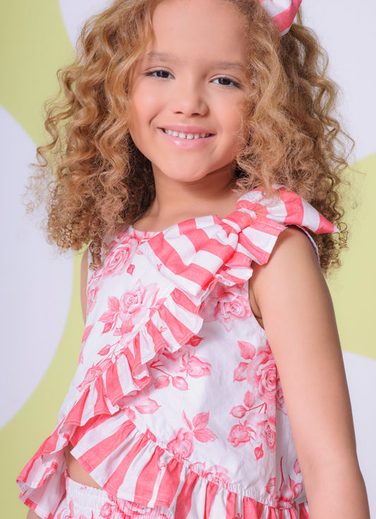Blusa Algodão Estampa Floral Babado