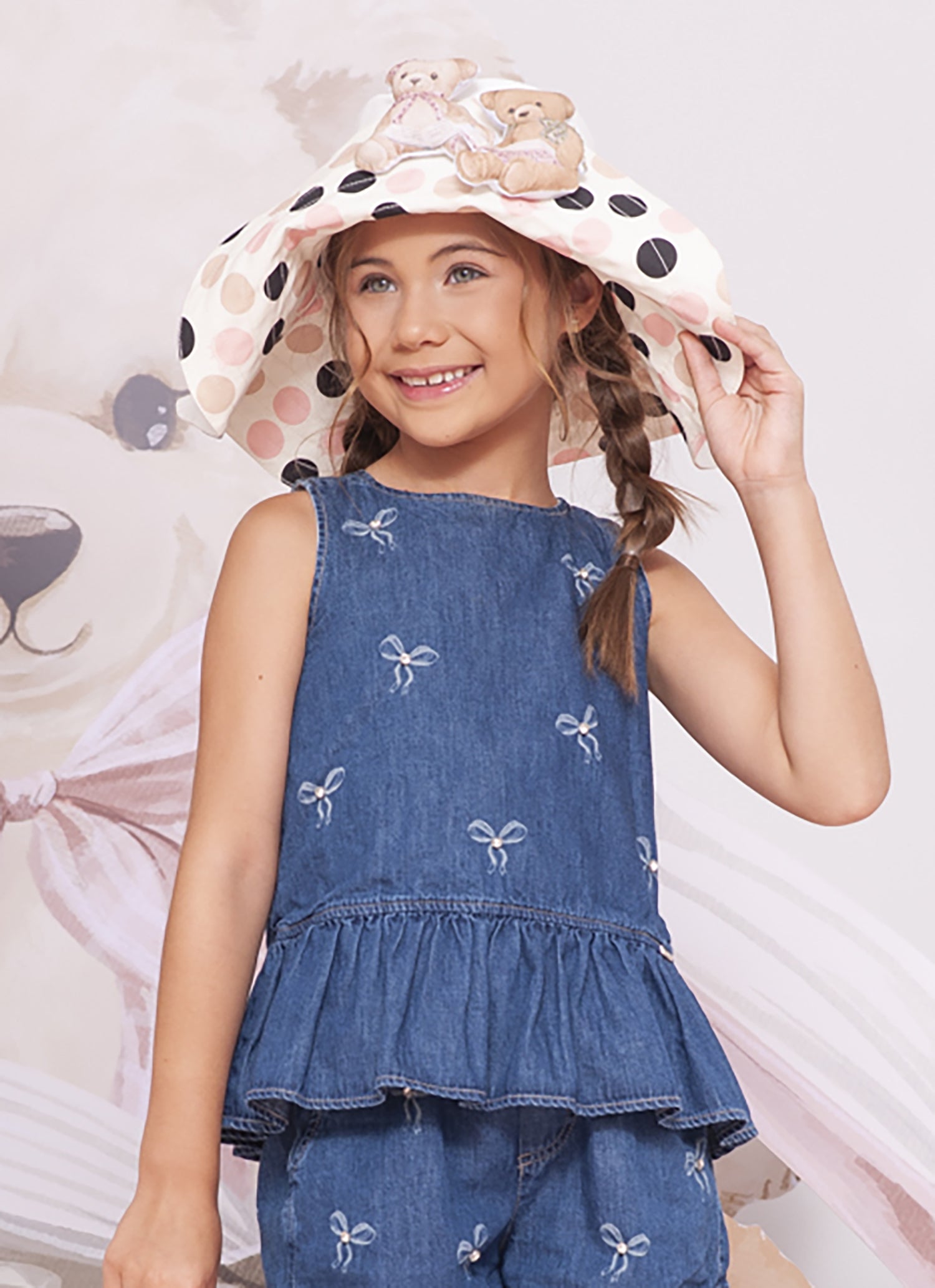 Blusa Jeans Fino Lacinhos Bordados