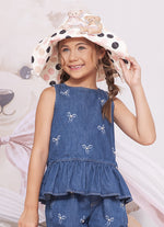 Blusa Jeans Fino Lacinhos Bordados