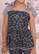 Blusa Algodão Floral Babado e Xadrez