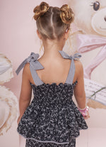 Blusa Algodão Floral Babado e Xadrez