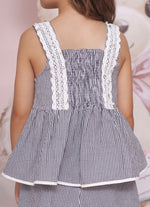 Blusa Algodão Xadrez Renda Bordada