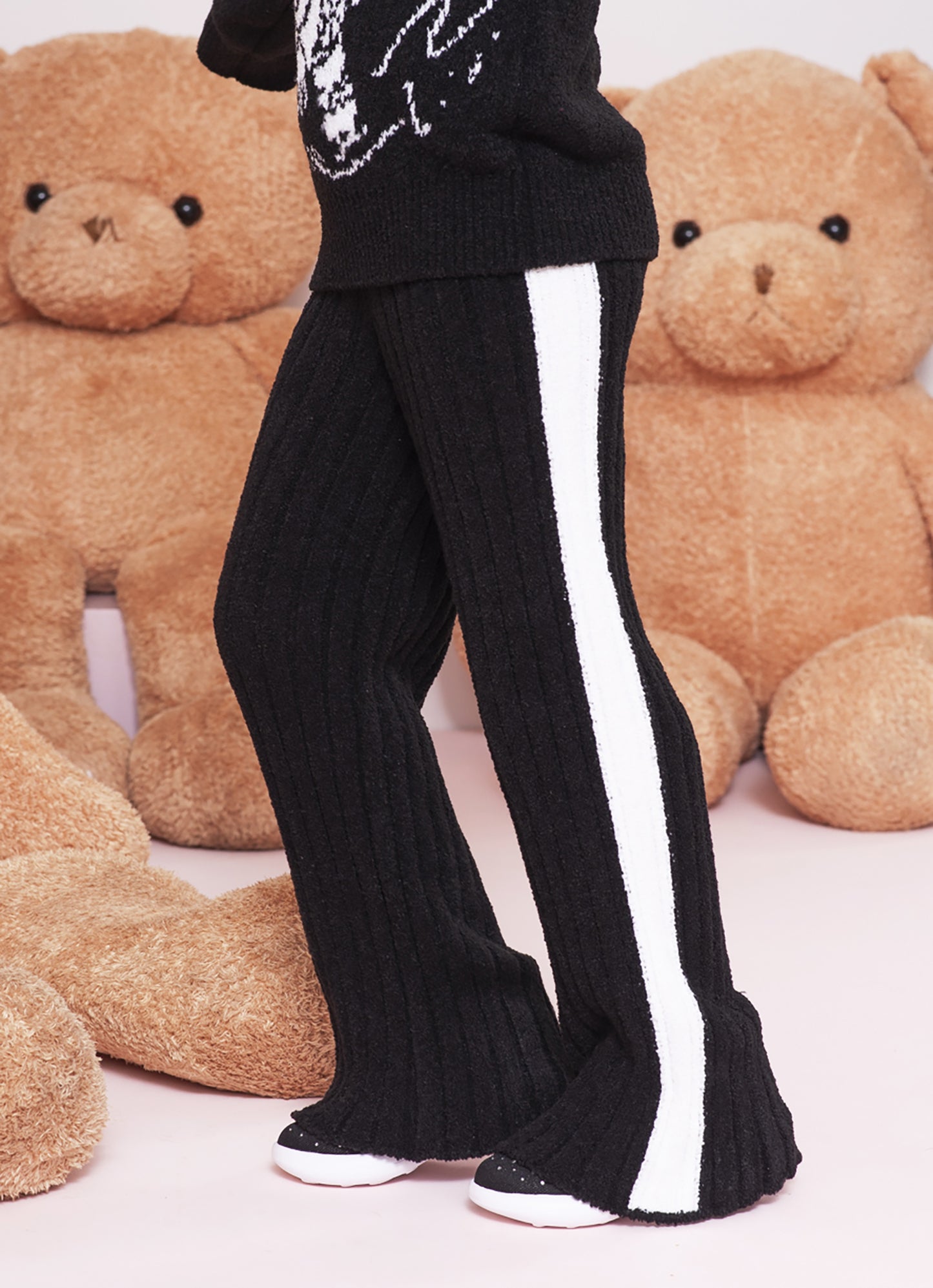 Calça Tricot Canelada Tira Lateral