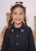 Camisa Tricoline Laços Bordados Veludo