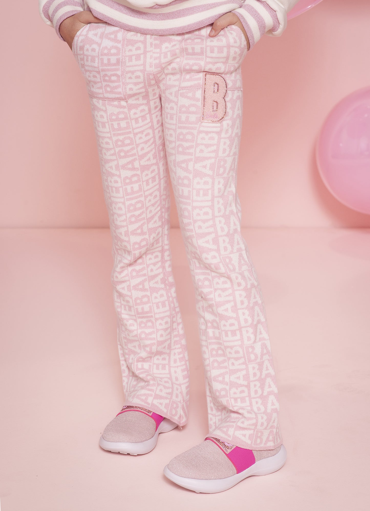 Calça Tricot Flare Jacquard Barbie