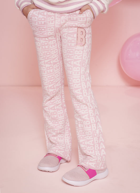 Calça Tricot Flare Jacquard Barbie
