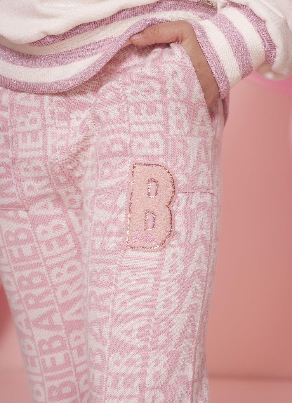 Calça Tricot Flare Jacquard Barbie