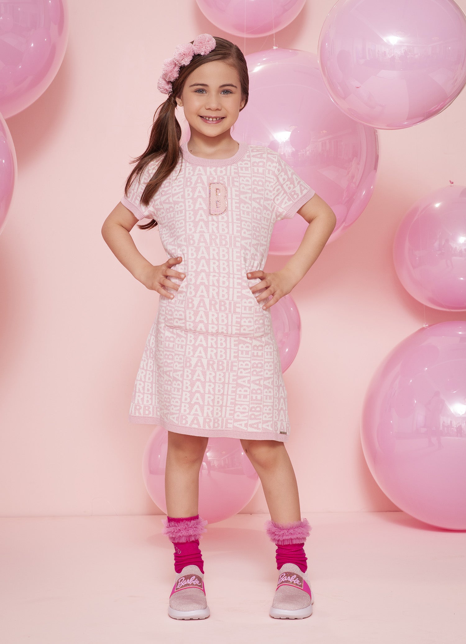 Vestido Tricot Jacquard Escrita Barbie B Patche