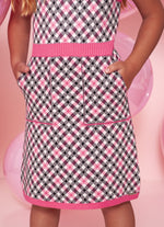 Vestido Tricot Regata Xadrez Patche Barbie