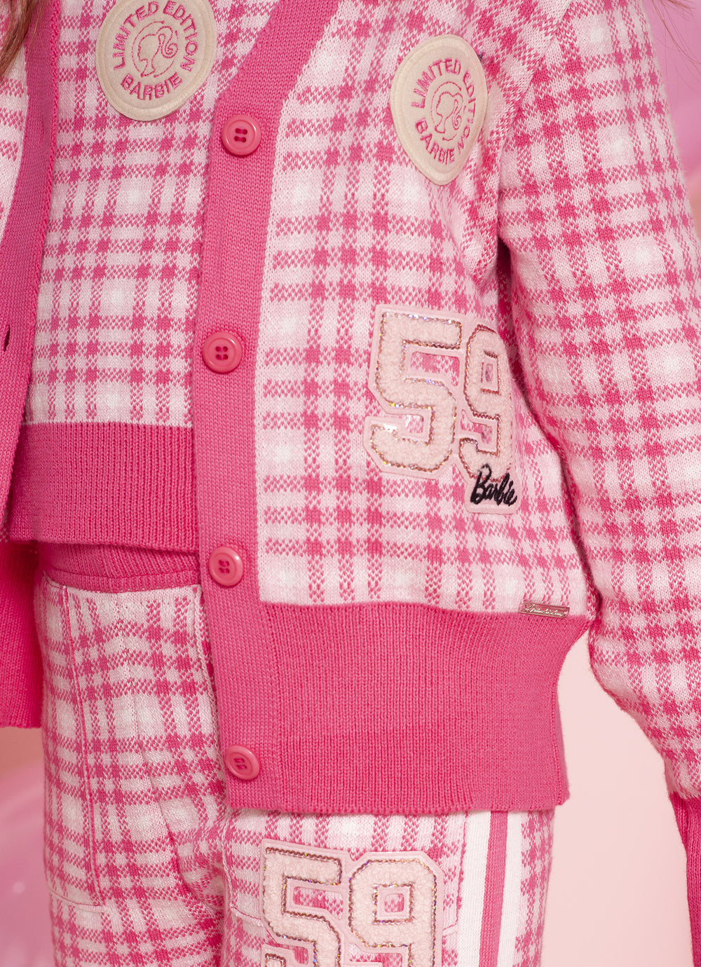 Twin Set Tricot Xadrez Patches Barbie