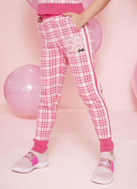 Jogging Tricot Xadrez Patches Barbie
