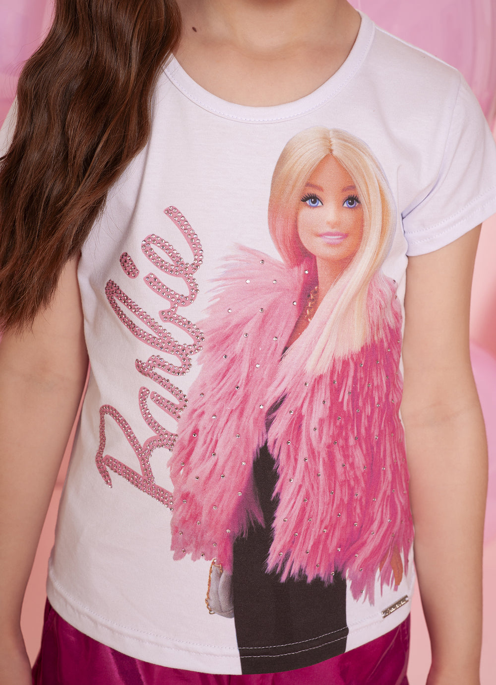Blusa Cotton Serigrafia Barbie Casaco Pele