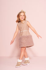 Vestido Boucle Saia Frufru Tule Com Cinto
