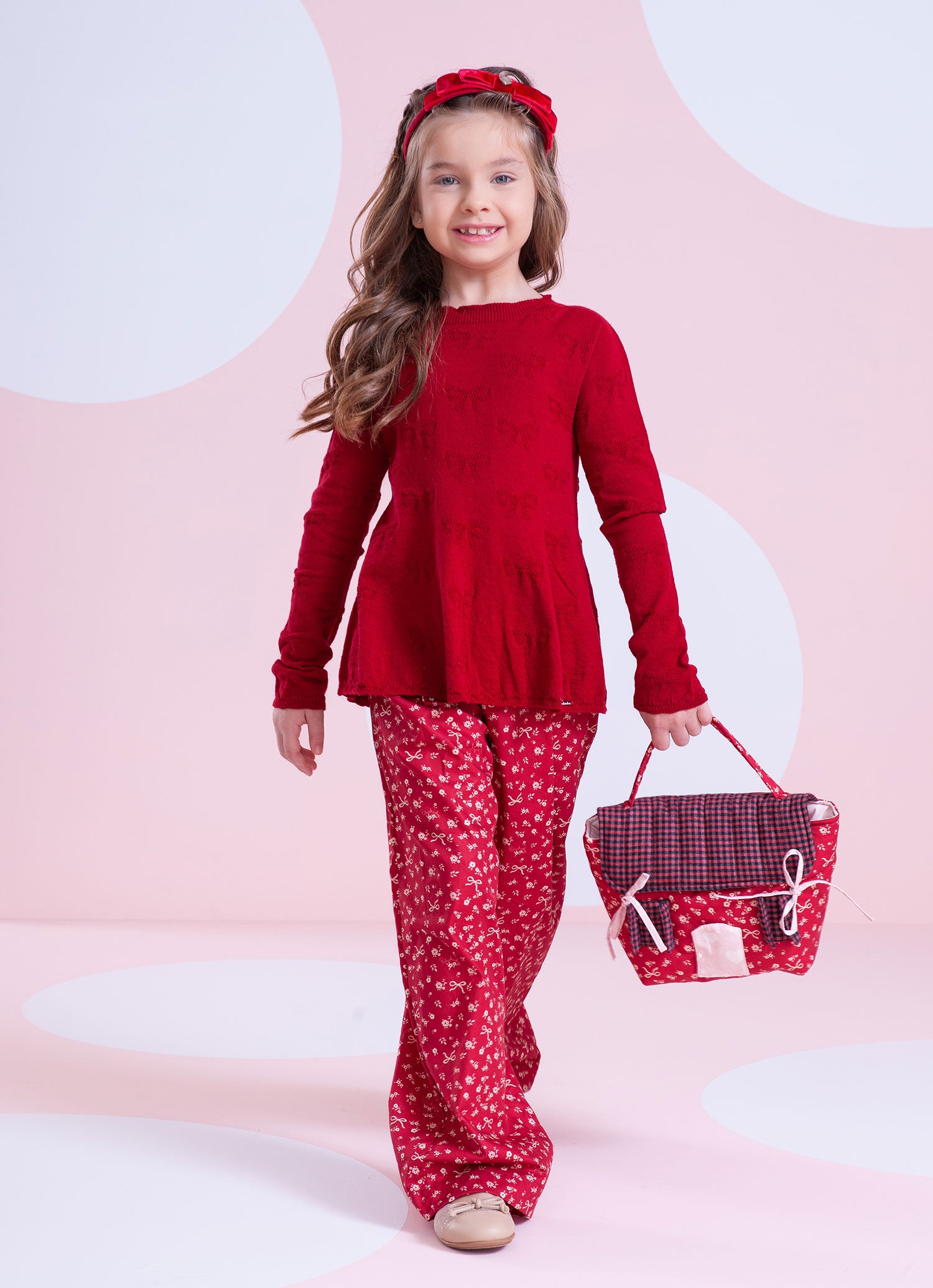 Calça Reta Algodão Mini Flores