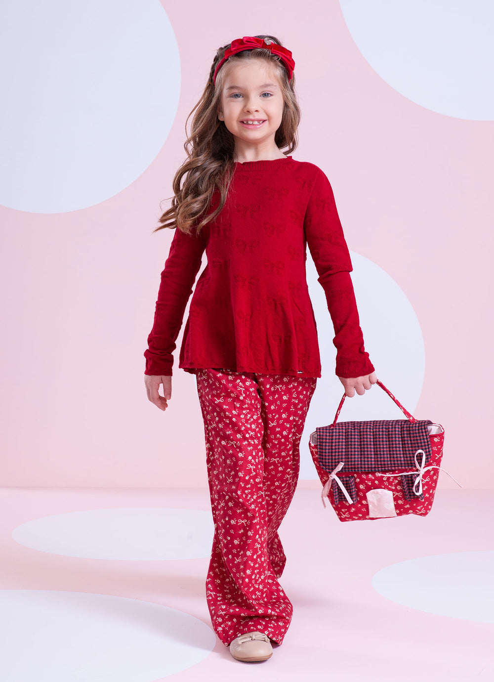 Calça Reta Algodão Mini Flores