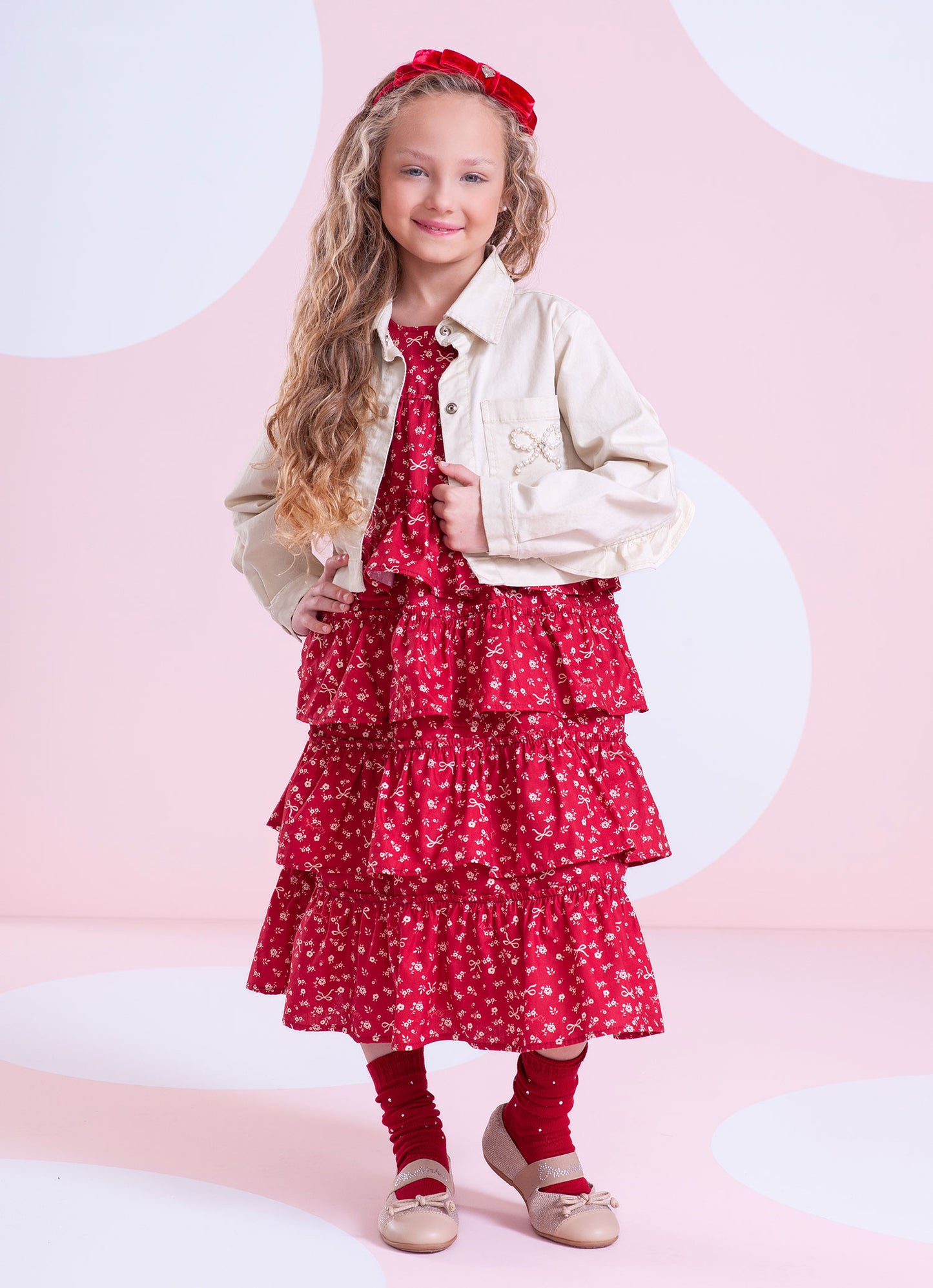 Jaqueta Sarja Babadinho Laços Bordados