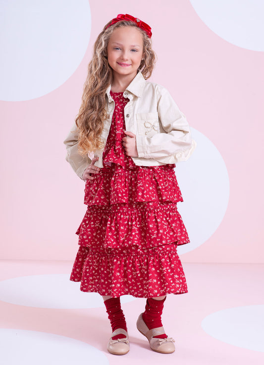 Jaqueta Sarja Babadinho Laços Bordados