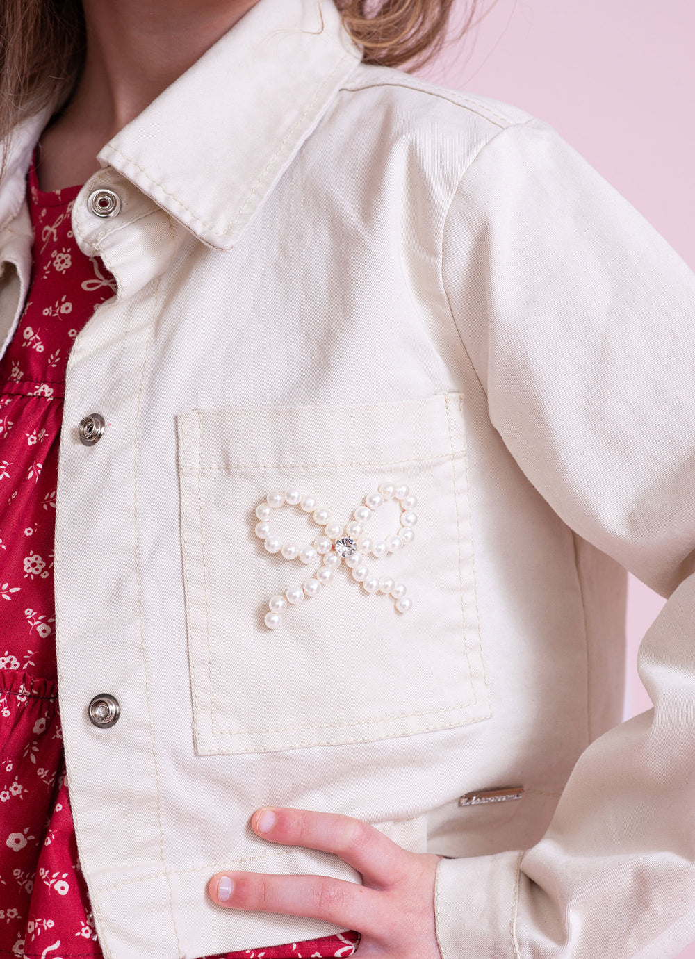 Jaqueta Sarja Babadinho Laços Bordados