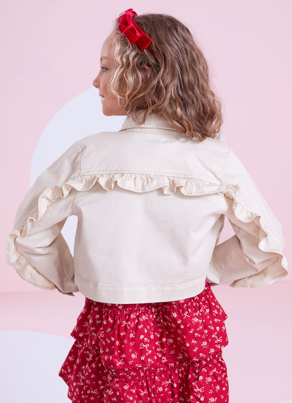 Jaqueta Sarja Babadinho Laços Bordados