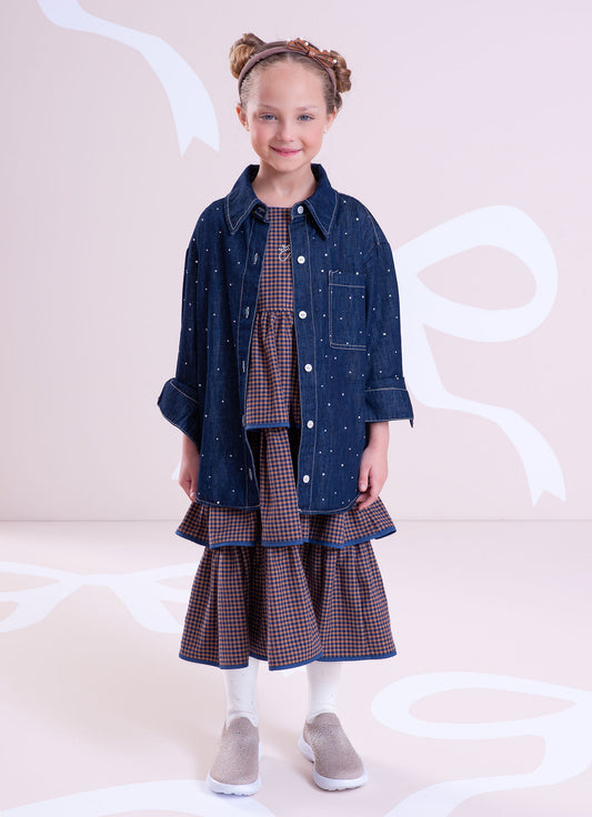 Camisa Jeans Fino Cristais