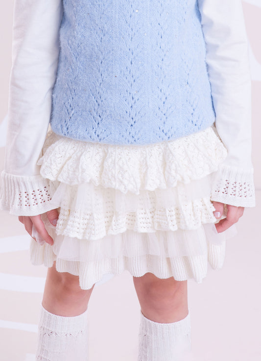 Saia Tricot Babados Renda e Tule
