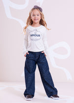 Calça Reta Jeans Cristais