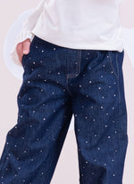 Calça Reta Jeans Cristais