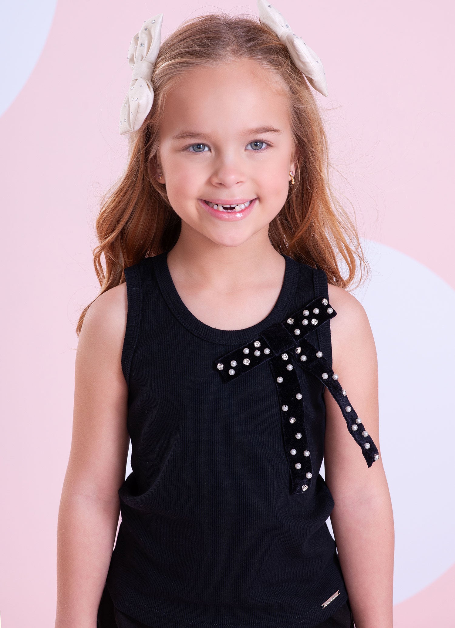 Regata Rib Maxi Laço Veludo Bordados