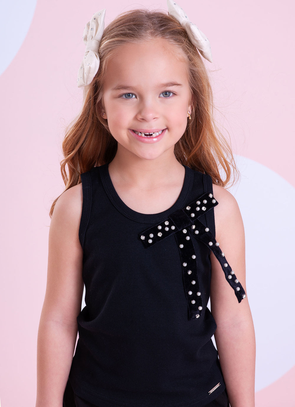 Regata Rib Maxi Laço Veludo Bordados