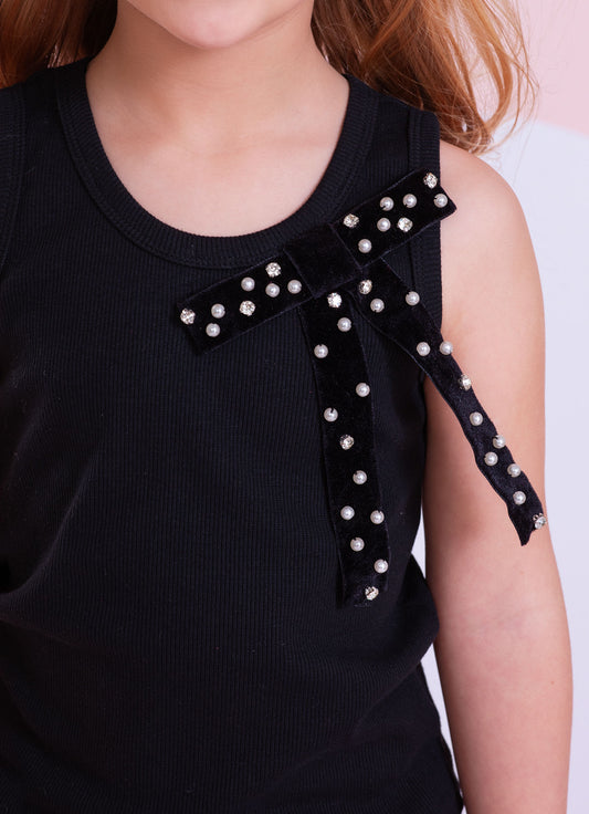 Regata Rib Maxi Laço Veludo Bordados