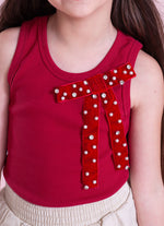 Regata Rib Maxi Laço Veludo Bordados